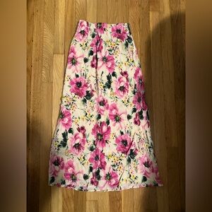 Abercrombie & Fitch Floral Pink Midi Skirt